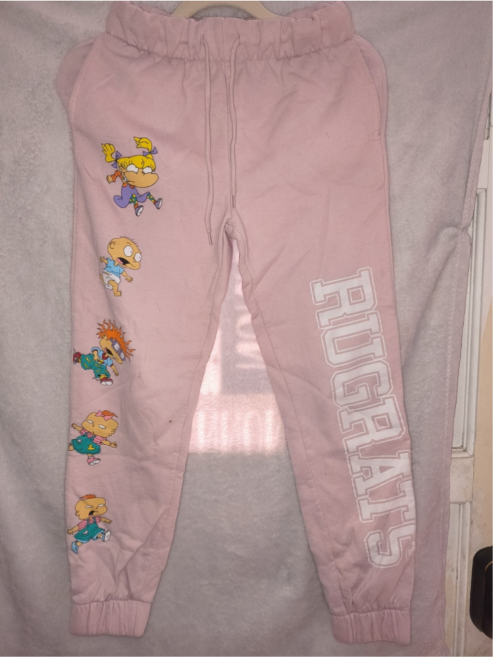 Rugrats Cartoon Graphic Sweatpants 90s Nickelodeon Pink Jogger XS Womens Jrs